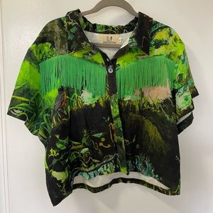 Fashion Brand Company Neon Green Western Top with Fringe!
